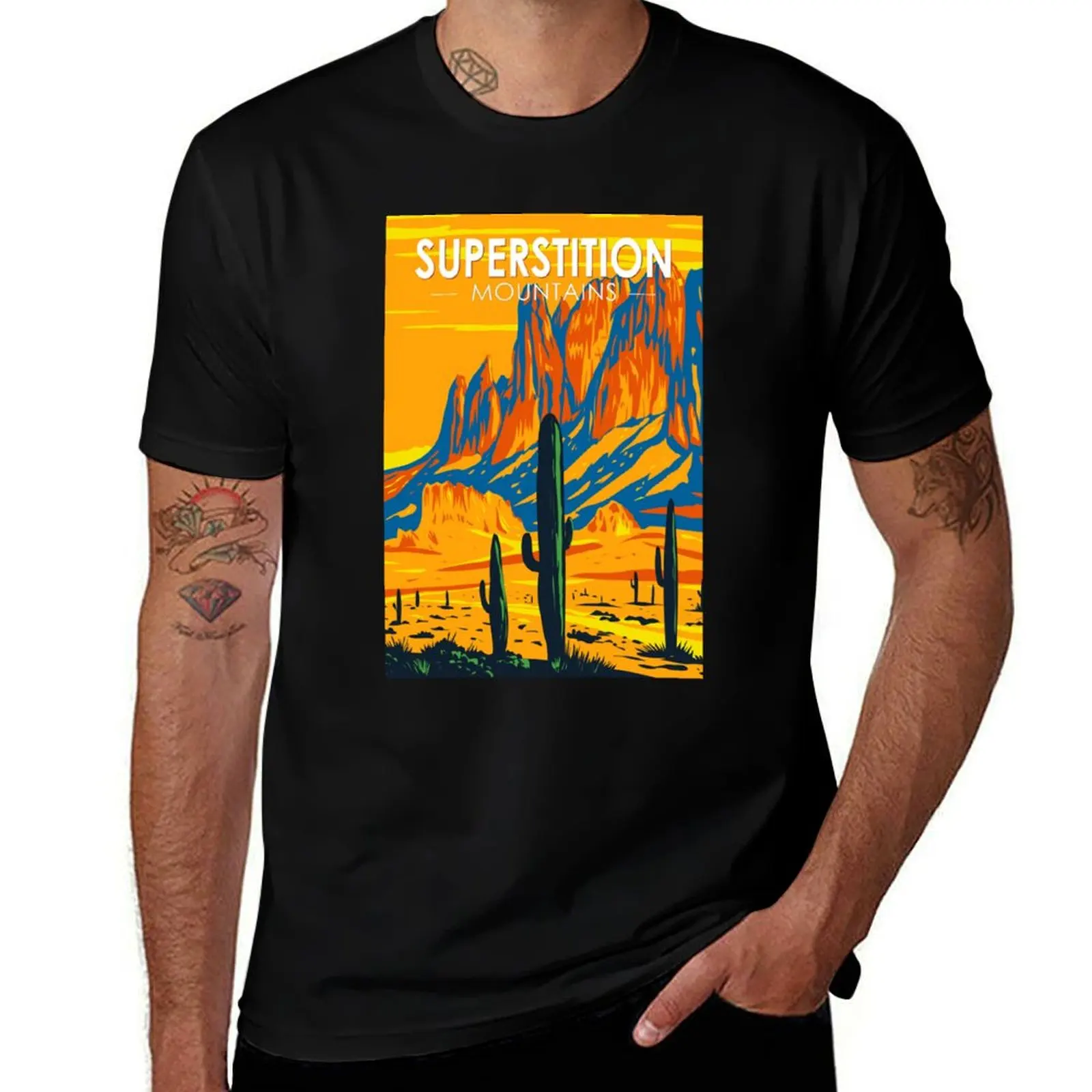 Superstition Mountains Arizona Vintage T-Shirt Basic Casual Short Sleeve Cotton Shirt T-Shirt
