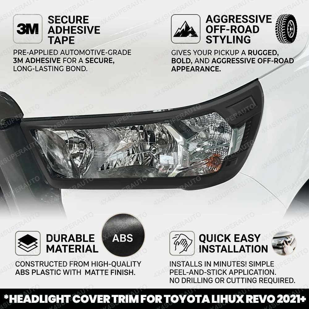 Front Lamp Hood Protector Cover For Toyota Hilux Revo 2021 2022 2023 2024 ABS Headlight Cover Trim Car Accessories