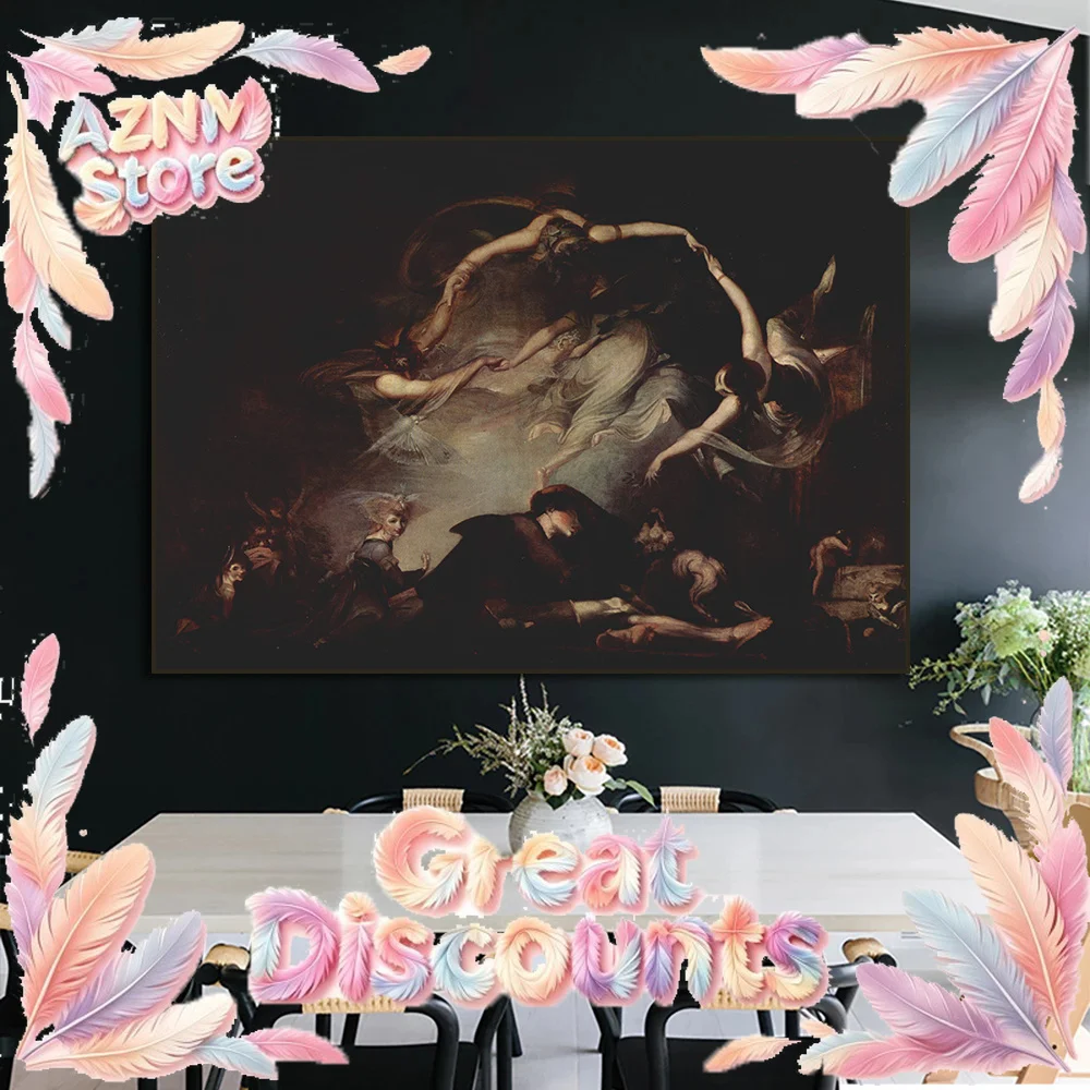 Dancing Witches Painting Art Prints Vintage Gothic Posters Dark Academia Aesthetic Wall Art Pictures Witchy Home Decoration 2026