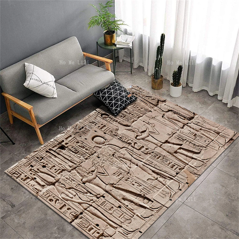 Pharaoh, The Hieroglyphic God Of Ancient Egypt.Mayan Culture.Non Slip Flannel Carpet For Home Decoration