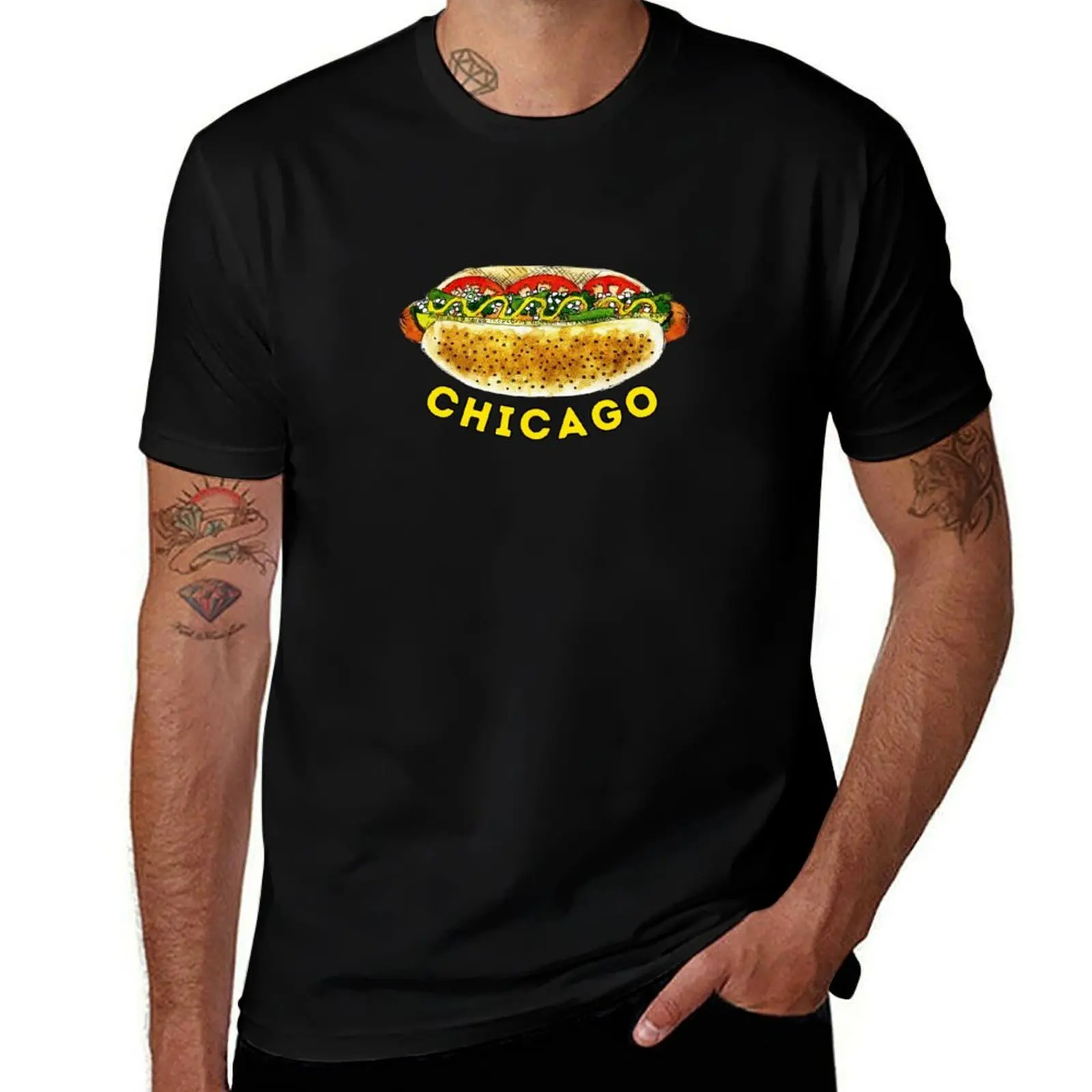 

Chicago Hotdog T-Shirt t shirts for man cotton soft man tshirt t shirt man casual T-Shirt