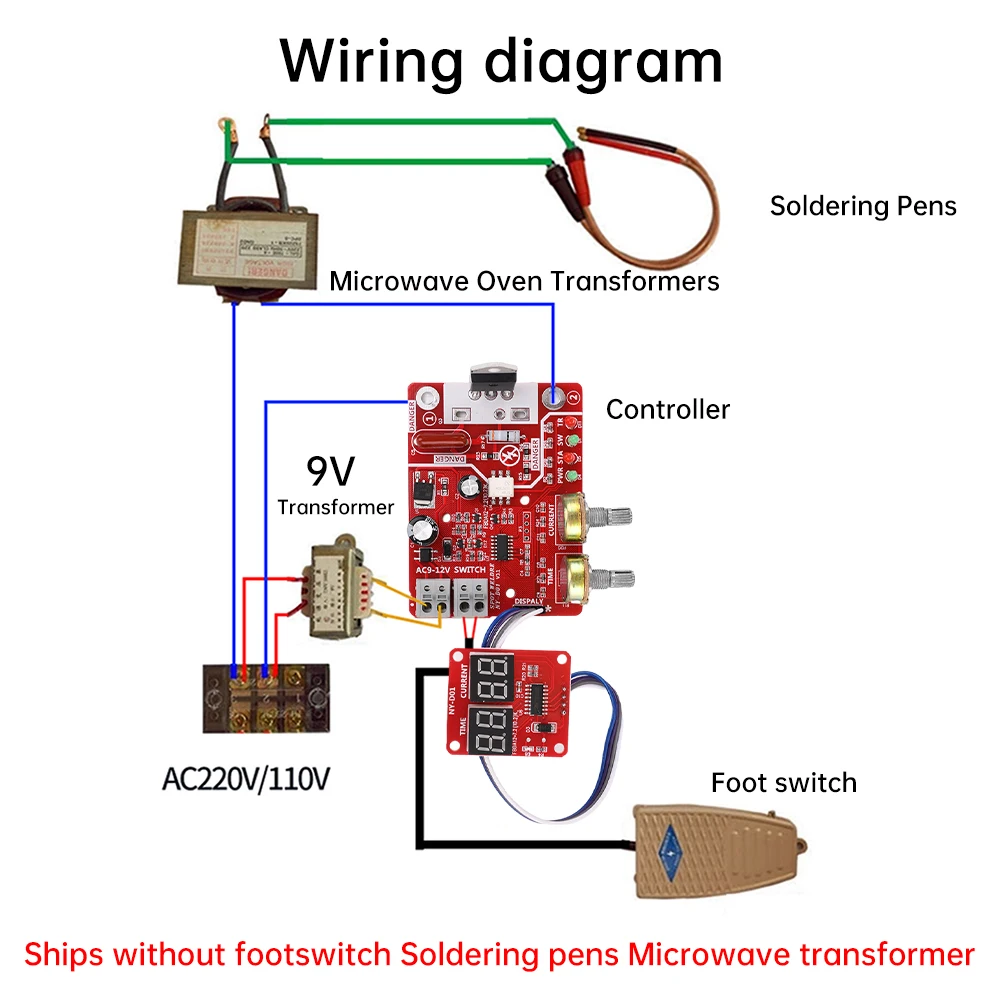 NY-D01 40A Spot Welder Control Module AdjustsTime Current Single Pulse Spot Welding Controller Board 110V/220V Transformer Fim