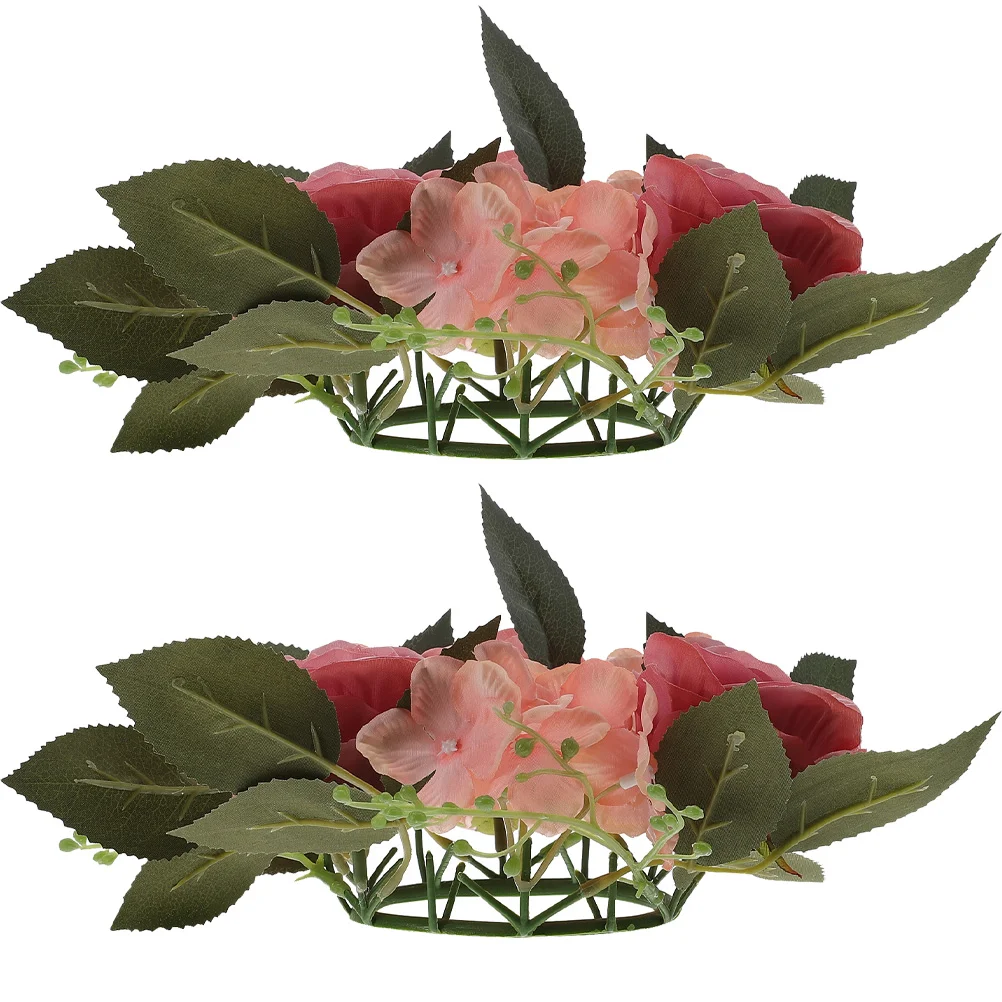 2 pezzi candeliere artificiale ghirlanda anelli di fiori ghirlanda finta simulata per ghirlande ornamento pilastri decorativo verde
