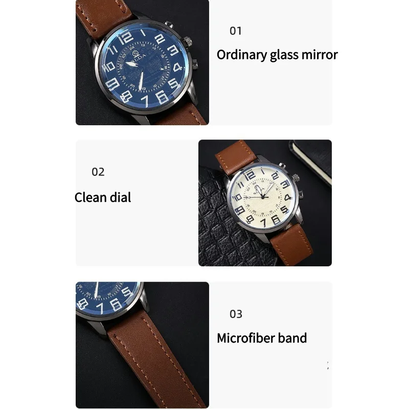 Men\'s Quartz Watch Basic Series with 45mm Dial, Alloy Dial, Glass Mirror, and Microfiber Leather Strap