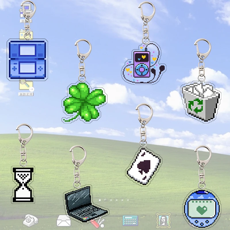 Fun Computer Icon Acrylic Keychain Bag Charm Daily Decor Ornament Collectible Accessory for PC Enthusiasts Hot Birthday Gift