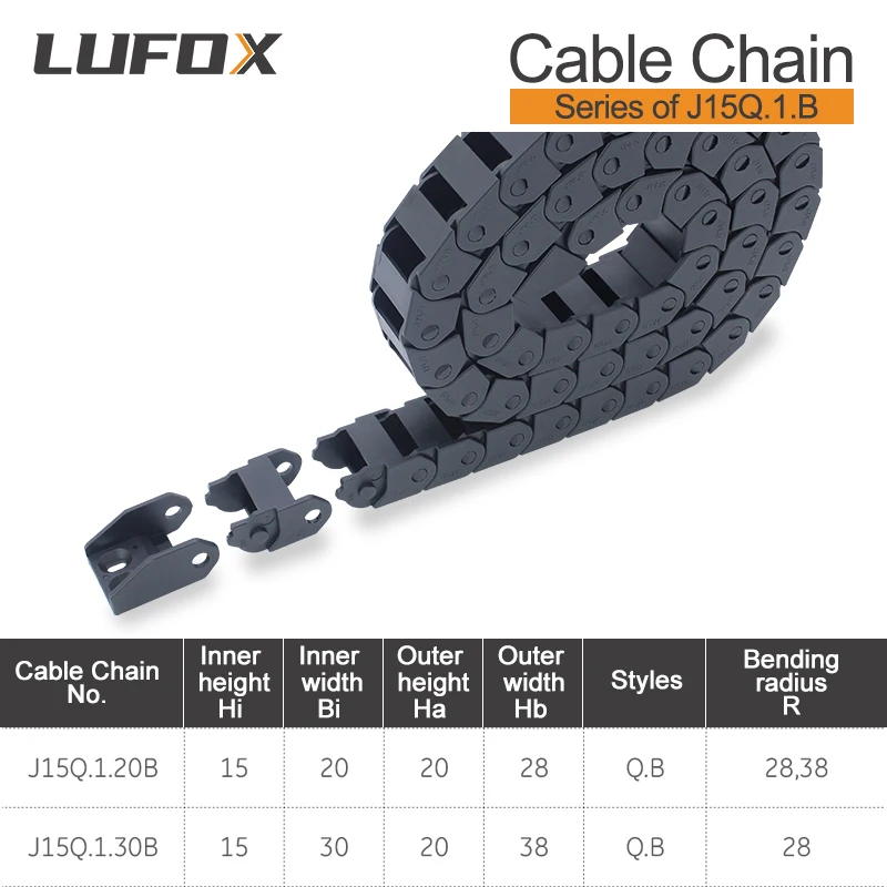 Ponte Tipo Drag Chain, 1m Cabo, pode ser aberto, série de J15Q.1.B, 15*20, 15*30 Ângulo de dobra, R 28 38