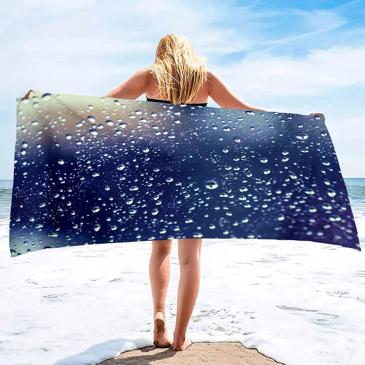 Raindrops on Glass Beach Towels Oversized Sand Free Quick Dry Soft Extra Outdoor Camping Towel Light Travel Towel Water Drop