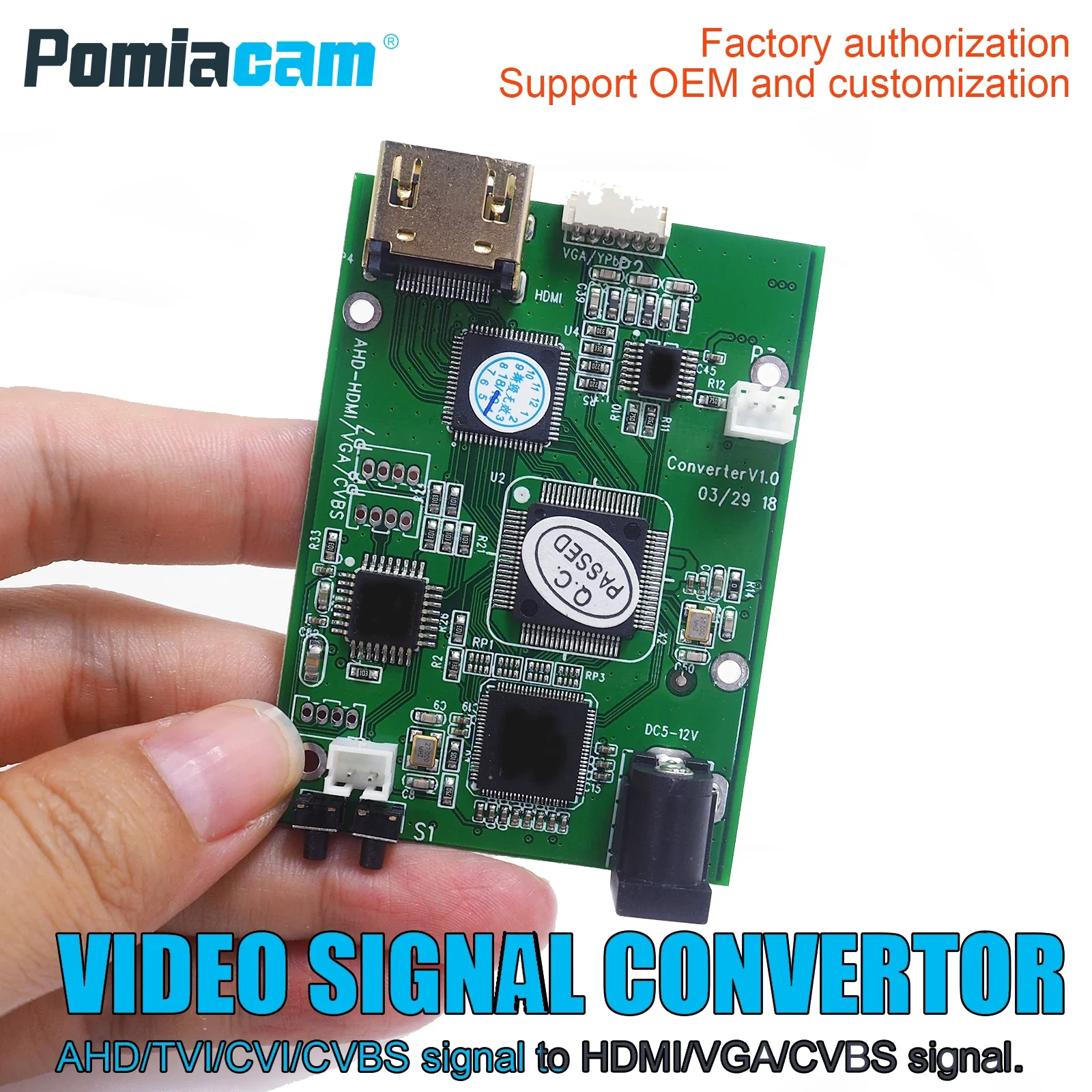 

AHD41 20pcs/lot 4-in-1 AHD TVI CVI CVBS 1080P signal to HDMI VGA CVBS signal converter board / HDMI signal output