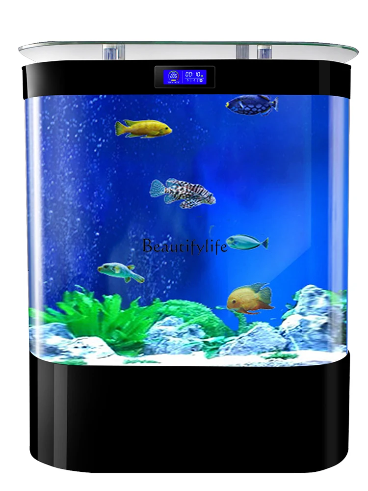 

Living Room Fish Tank Fillet-Shaped Ultra-White Acrylic Glass Modern Light Luxury Small and Medium-Sized Change Water