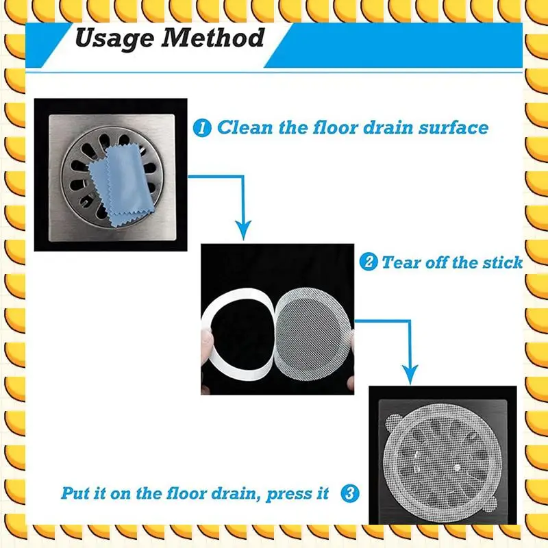 BAAU 200 Pcs Disposable Shower Drain Hair Catcher Mesh Stickers, Anti Clogging Floor Sink Strainer, Shower Drain Dog Hair