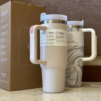2024 30/40 oz 텀블러 컵, 빨대 자동차 여행 머그잔, 스탠리용 커피 텀블러 컵, 손잡이가 있는 절연 스테인레스 스틸 뚜껑