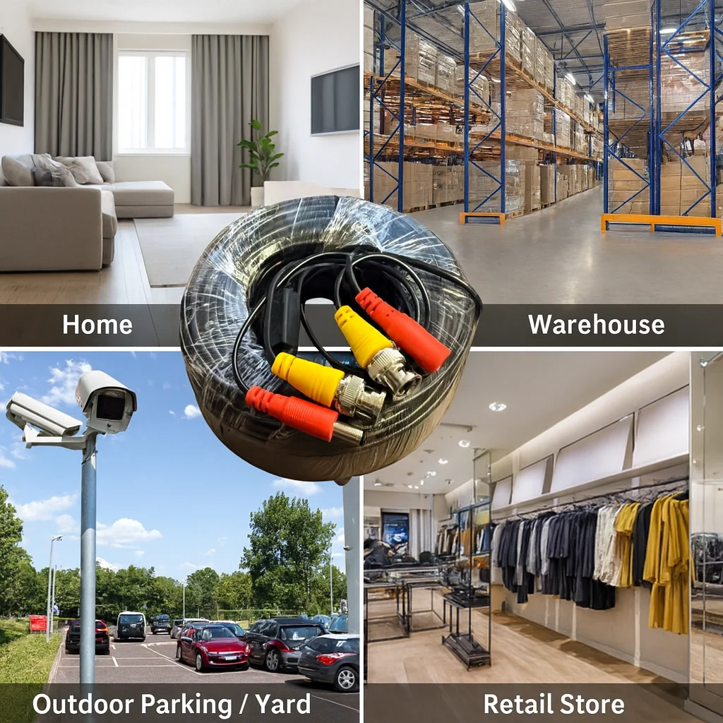 BNC + DC 2-in-1 CCTV Security Cable 5m–30m | Stable Video & Power | Long-Distance Extension Line for AHD/CVBS Camera DVR System