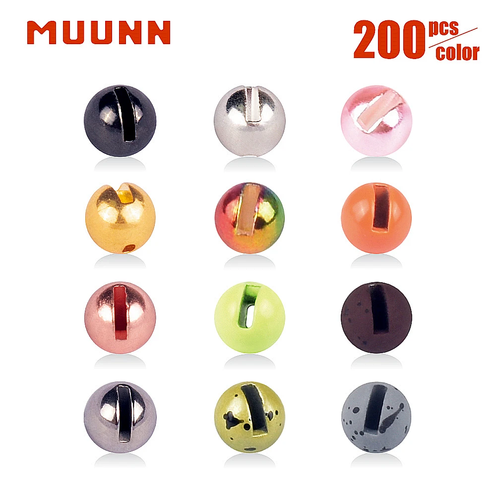 

MUUNN Tungsten Fly Fishing Jig Head,Slotted Bead, Colorful 2.5-3.8mm,Trout Perch Fishing Hooks Tying Accessories Rainbow Orange