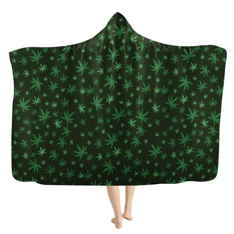 

Kush Weed Hooded Blanket - Cannabis Leaf Blanket, Stoner Gift, Sherpa 420 Festival Blanket, Warm Cozy Hemp Blanket, Marijuana Ma