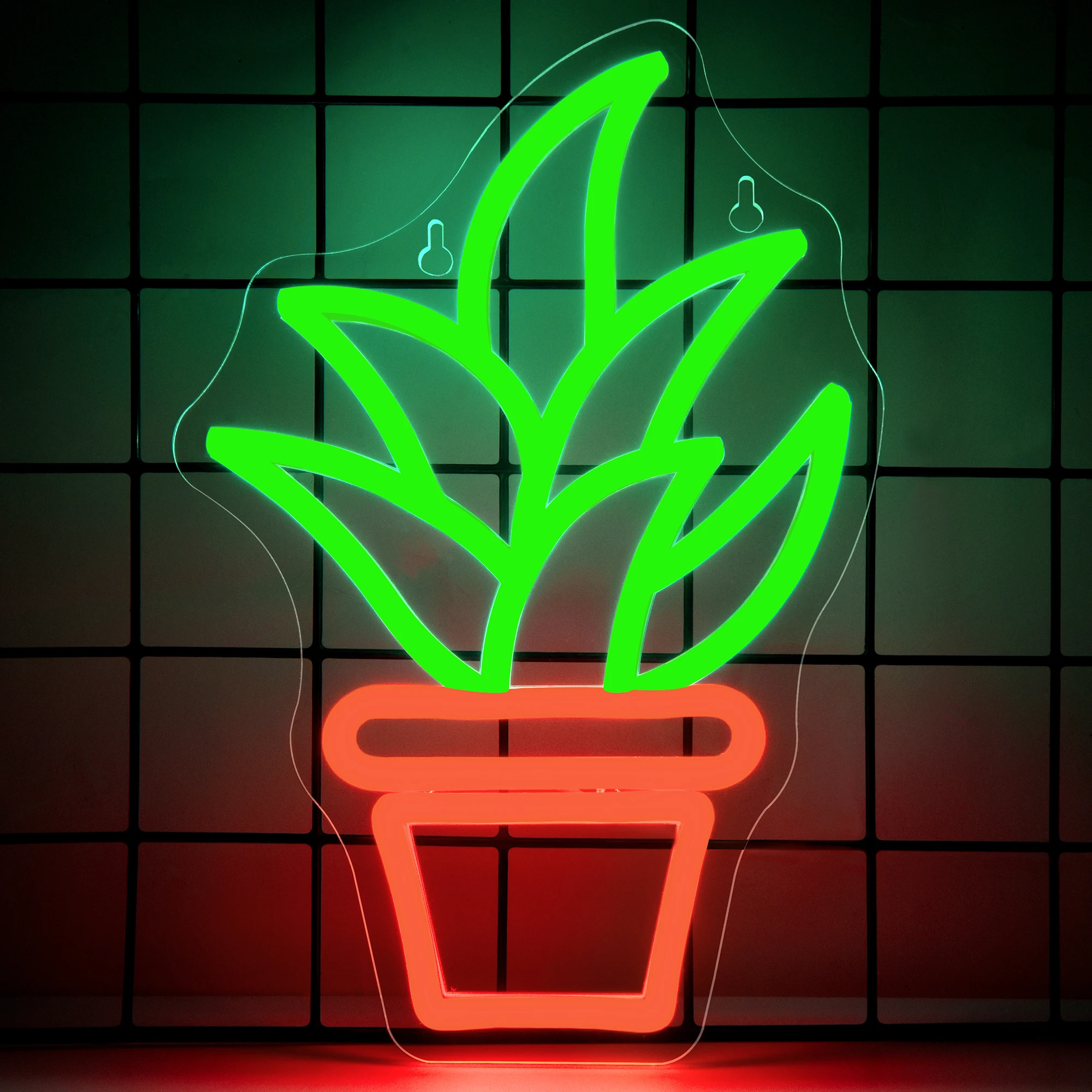 

Plant Neon Sign Potted Plant Neon Lights Sign Green Leaf Neon Sign LED Light up Signs for Wall Decor Bedroom USB Powered