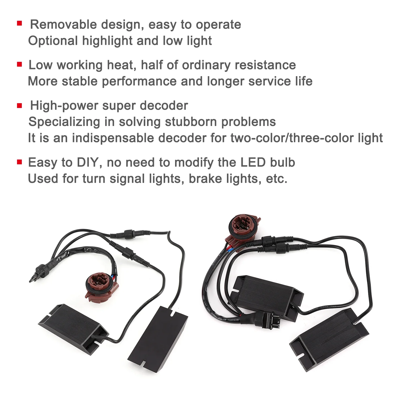 Car Light Split Dual Resistance Decoder Turn Signal Brake Light Warning Error Canceller Universal