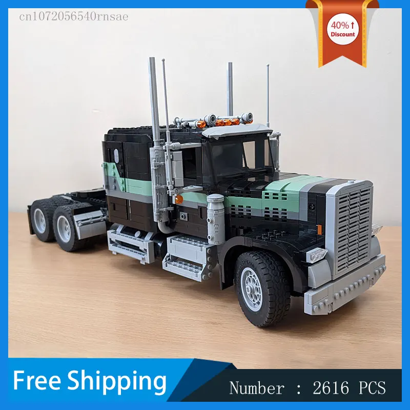 MOC Bausteine Lkw Anhänger Transport Fahrzeug Auto Modell Kreative Montage Spielzeug Weihnachten Geschenk Geburtstag Geschenke DIY Ziegel