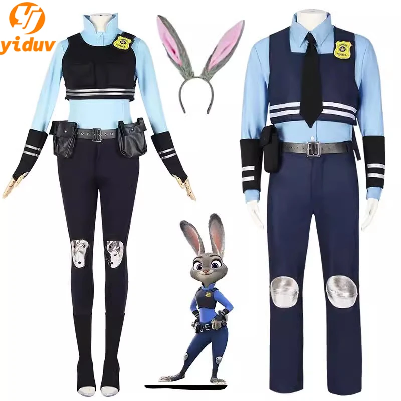 Zootopia Coniglio Poliziotto Judy Costume Cosplay Disney Personaggio Dei Cartoni Animati Vestito Da Coniglio Uniforme Della Polizia Vestiti Festa Di Halloween Gioco Di Ruolo Pr-image