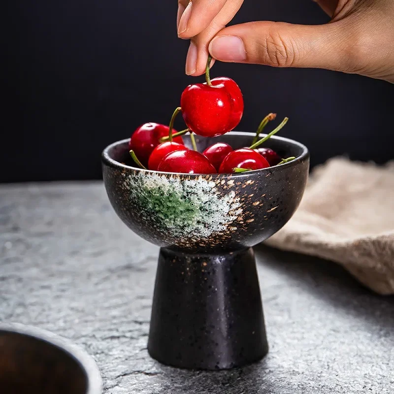 1PC Japanese Style Tableware Ice Cream Bowl Creative Dessert Pudding Cup Black Ceramic Tableware Household Goods