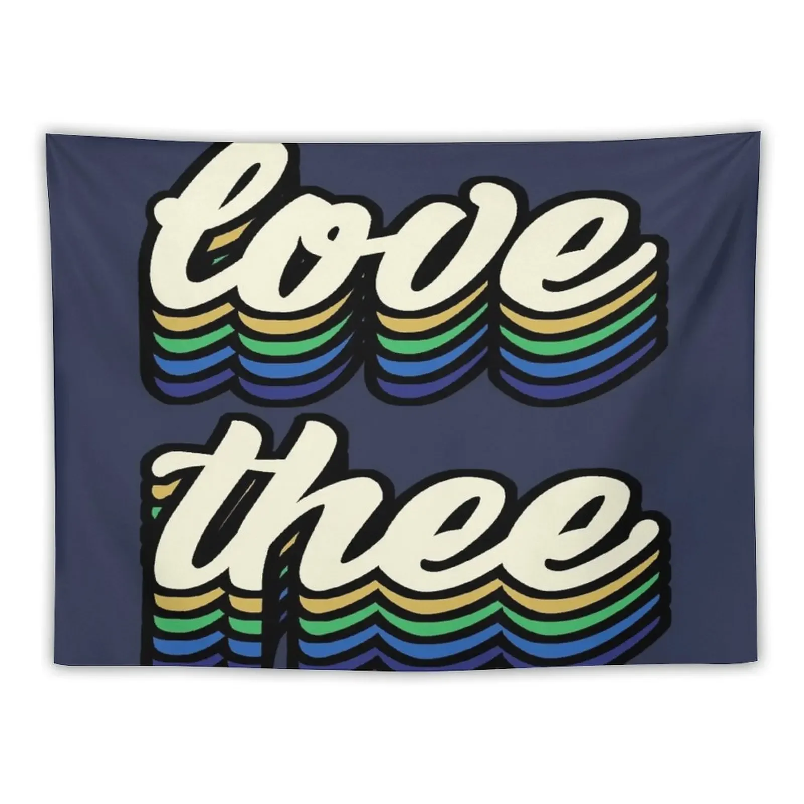 

Love Thee - blue and gold Tapestry Aesthetic Room Decorations Custom Aesthetics For Room Tapestry