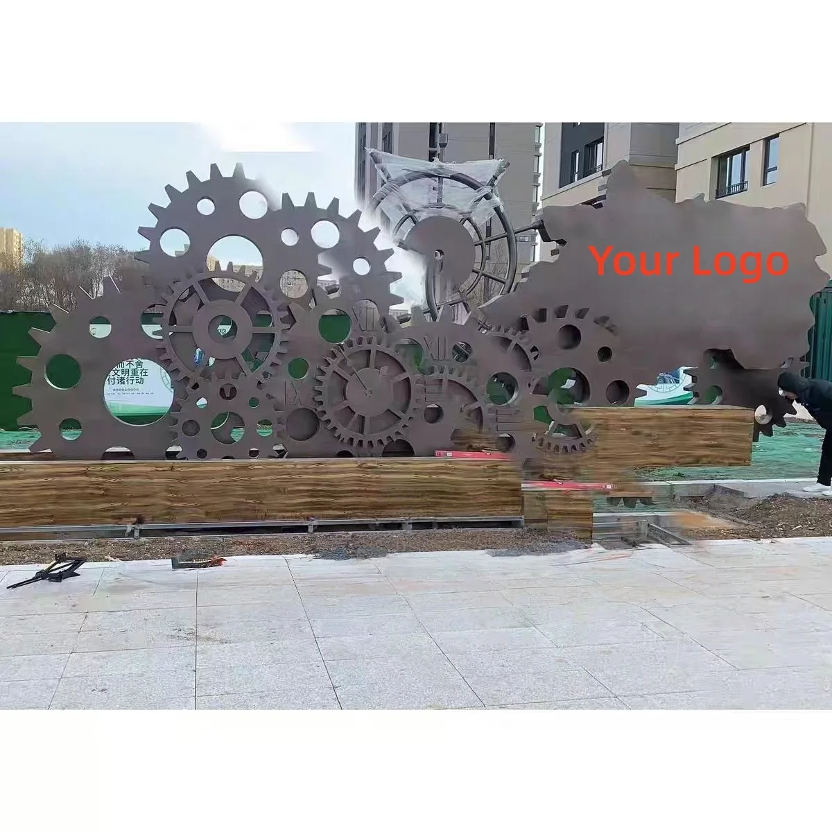 

Окрашенные на заказ ретро индустриальный стиль железные поделки уличное оборудование 3D украшения шестерни/скульптура искусство садовый парк