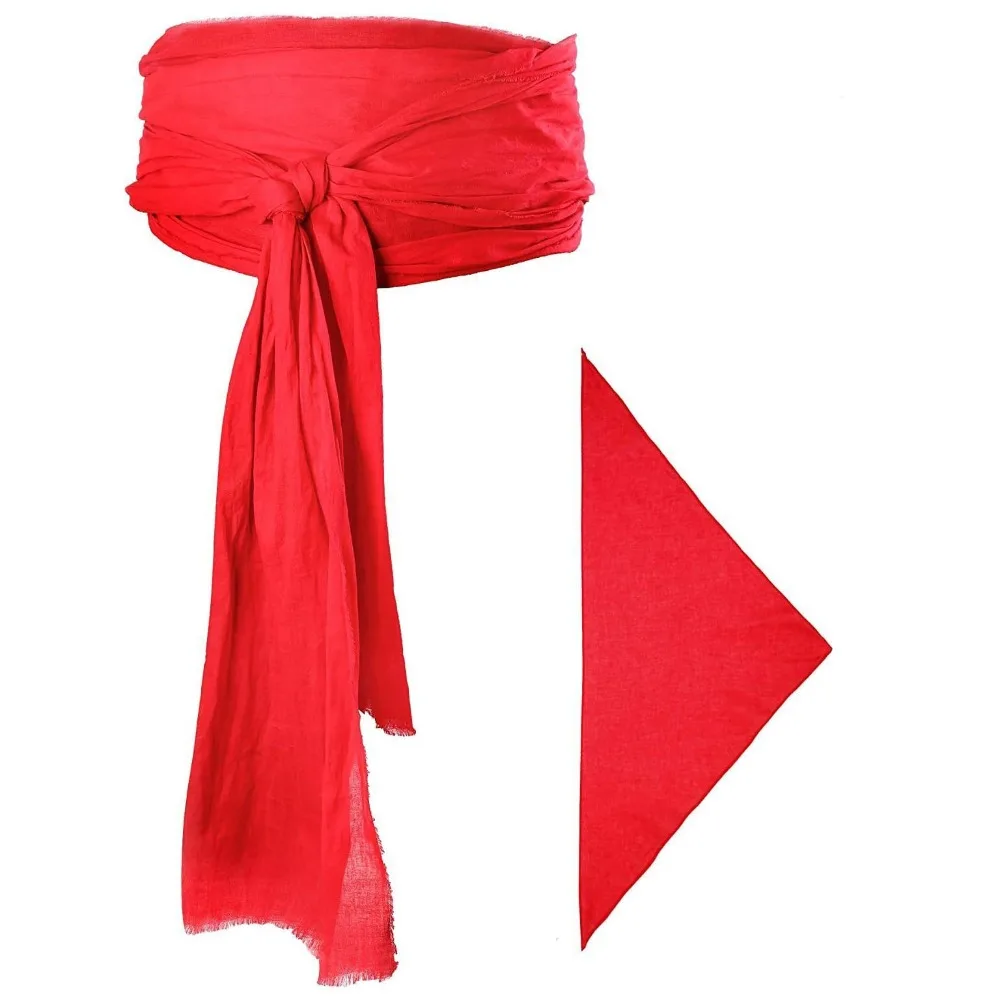 

Canvas Pirate Headband Waist Belt Head Wrap Triangle Scarf Halloween Scarf Belt Solid Color Medieval Renaissance Cosplay Costume