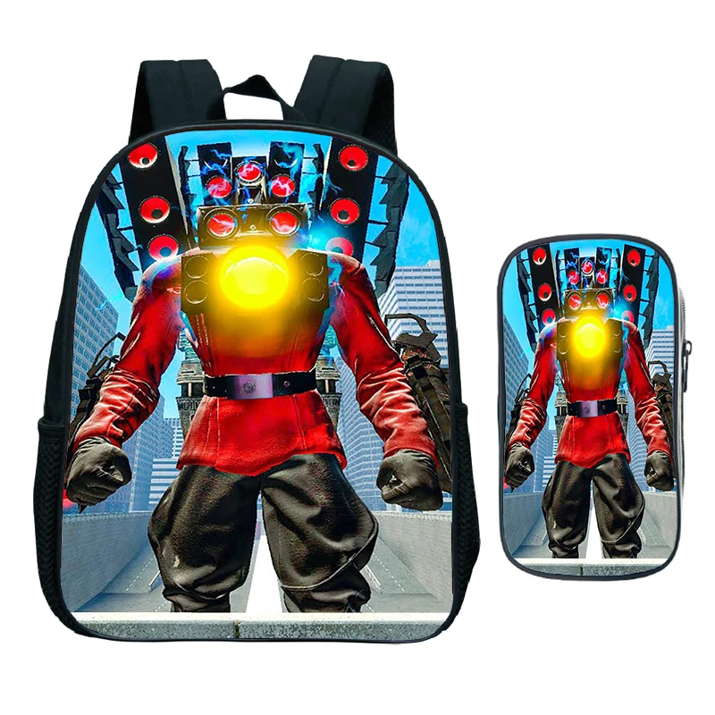 

Game Skibidi Toilet Print Backpack With Pencil Bag Hight Quality Schoolbag Boys Girls Mini BookBag Waterproof Kindergarten Bags