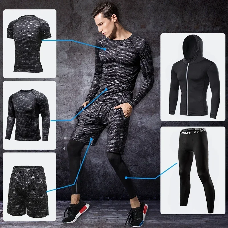 tights men's sports suit gym man's sportswear sport clothes for men training jogging tracksuits running compression suits