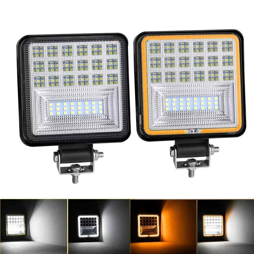 

1pcs 4'' LED Work Light Car Spot Beam 126W Combo 4X4 ATV 12V 24V LED Driving Fog Light Bar White for Truck Off Road Tractor SUV
