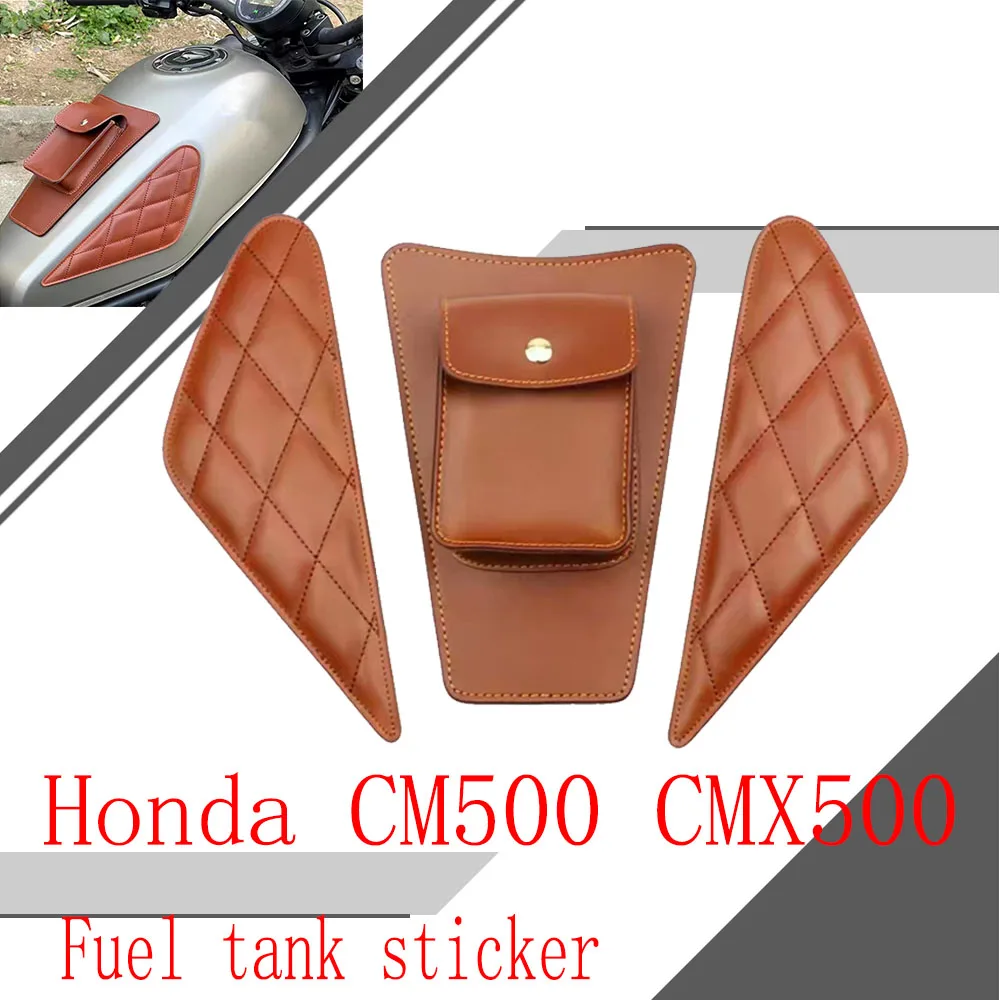 

For Honda CM500 CMX500 modified leather fuel tank with scratch protection side stickers.