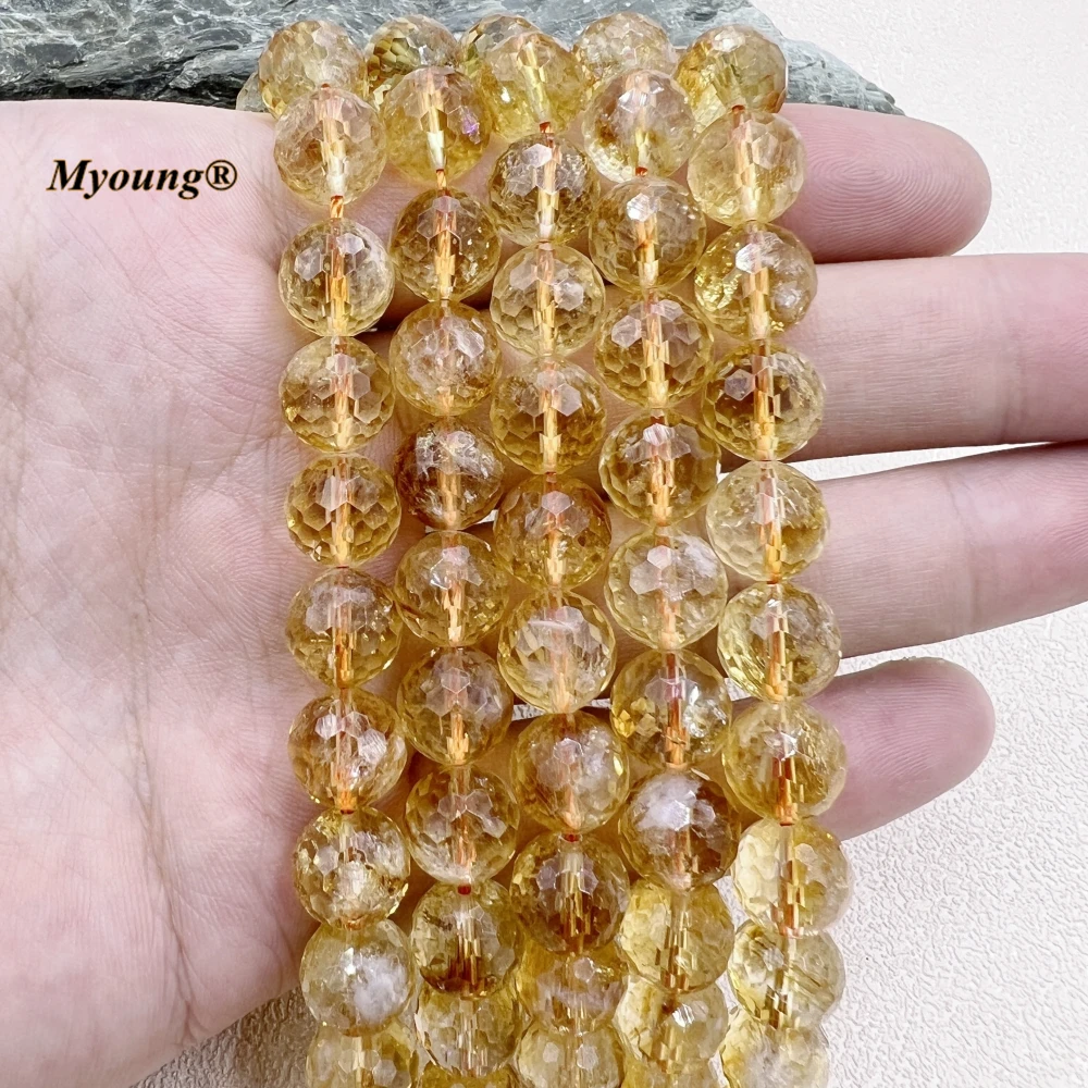 Imagem -02 - Rodada Loose Beads para Faça Você Mesmo Fazer Jóias Citrinos Naturais Cristal Amarelo Quartzo Facetada Alta Qualidade My230736 10 mm 39 Pcs