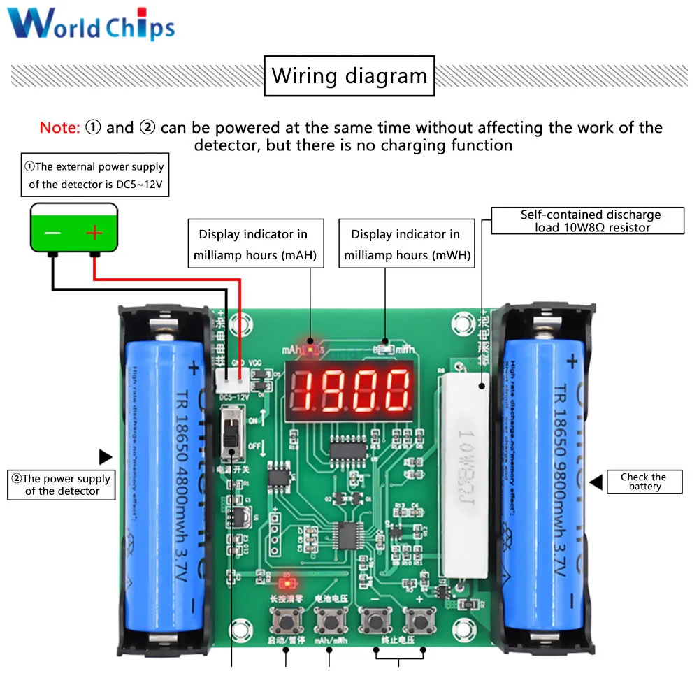 18650 Digital LCD Display Battery Capacity Tester Type-C Port XH-M240 XH-M239 Lithium Li-ion Battery Power Detector Module MAh