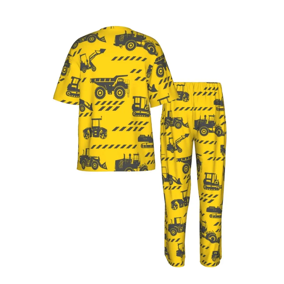 Men Pajamas Suit Short Sleeved Long Pants Cartoon Machinery Truck Sleepwear Summer Home Clothing Set view 3
