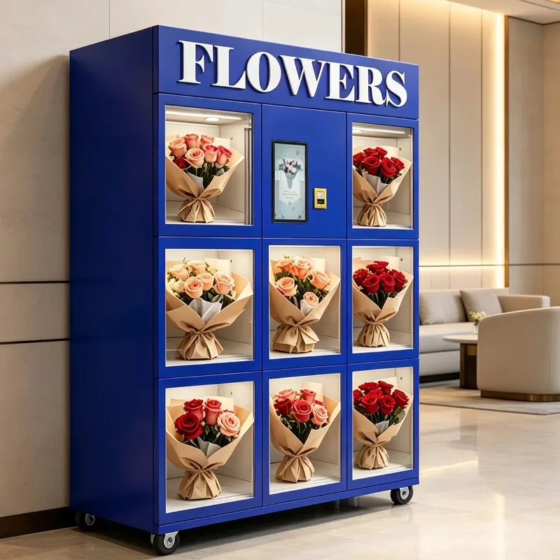 Customized Unmanned Flower Vending Machine SDK Supported Galvanized Steel Frame Wi-Fi 4G LTE Startup Equipment