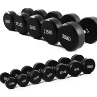 Hot Sale Round Rubber Dumbbells 20 Kg 25kg 40kg 50kg Home Gym Equipment Urethane Dumbbells Round Dumbbells