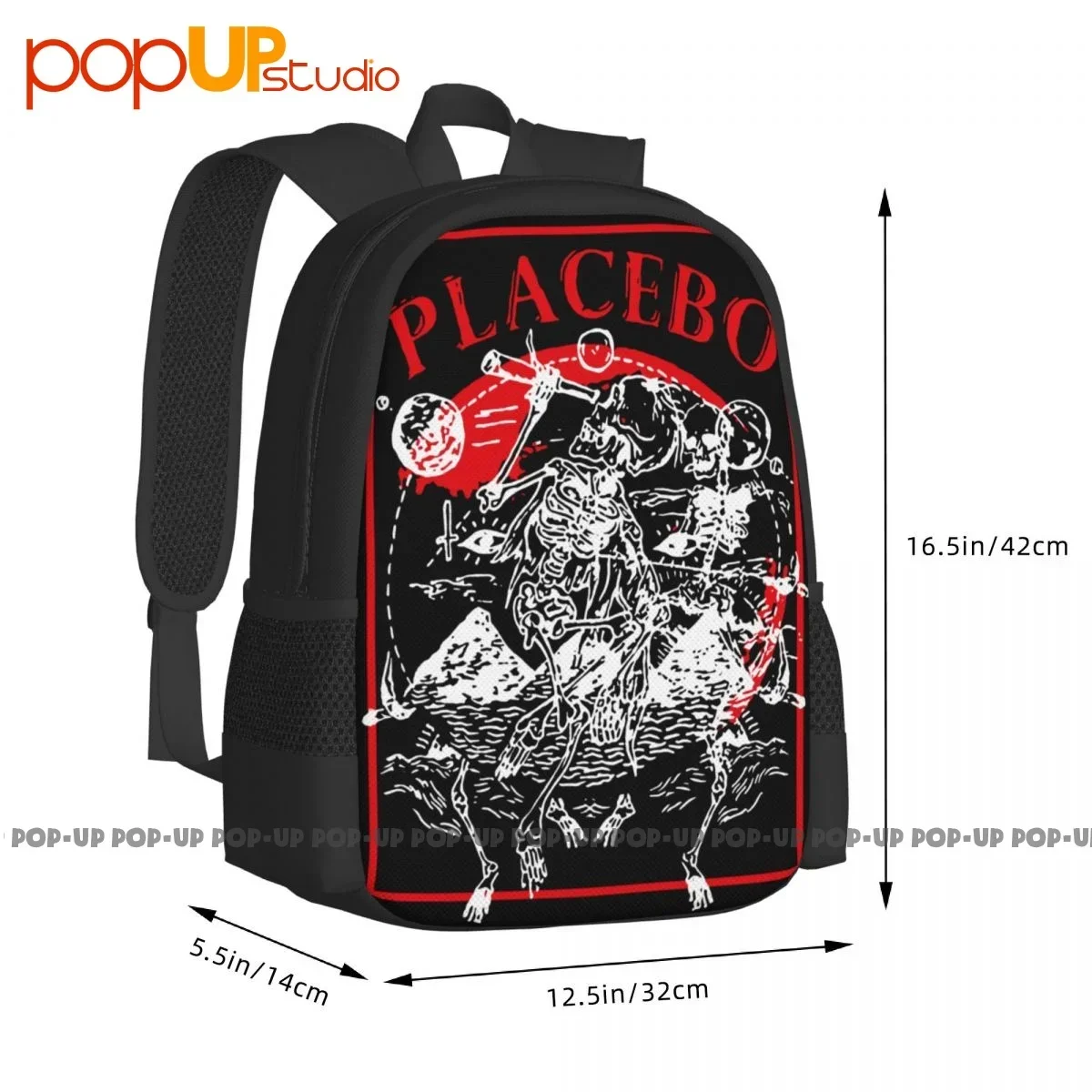 Placebo تي شيرت Astro Skeletons Band Logo حقيبة ظهر مدرسية ذات سعة كبيرة نمط جديد صديقة للبيئة حقيبة رياضية مدرسية