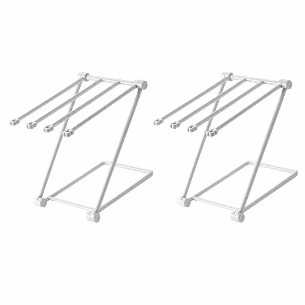 2pcs Versatile 4 Arms Dishcloth Drying Rack Folding Design PP Hand Towel Stand Vertical Towel Rack For RV Essentials