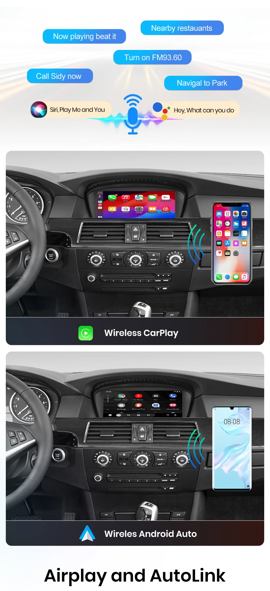 Junsun Wireless CarPlay Android Auto Interface Adapter Für BMW 3/5 Serie E60 E61 E62 E63 E90 E91 E92 E93 CCC/CIC MirrorLink – Detail 3