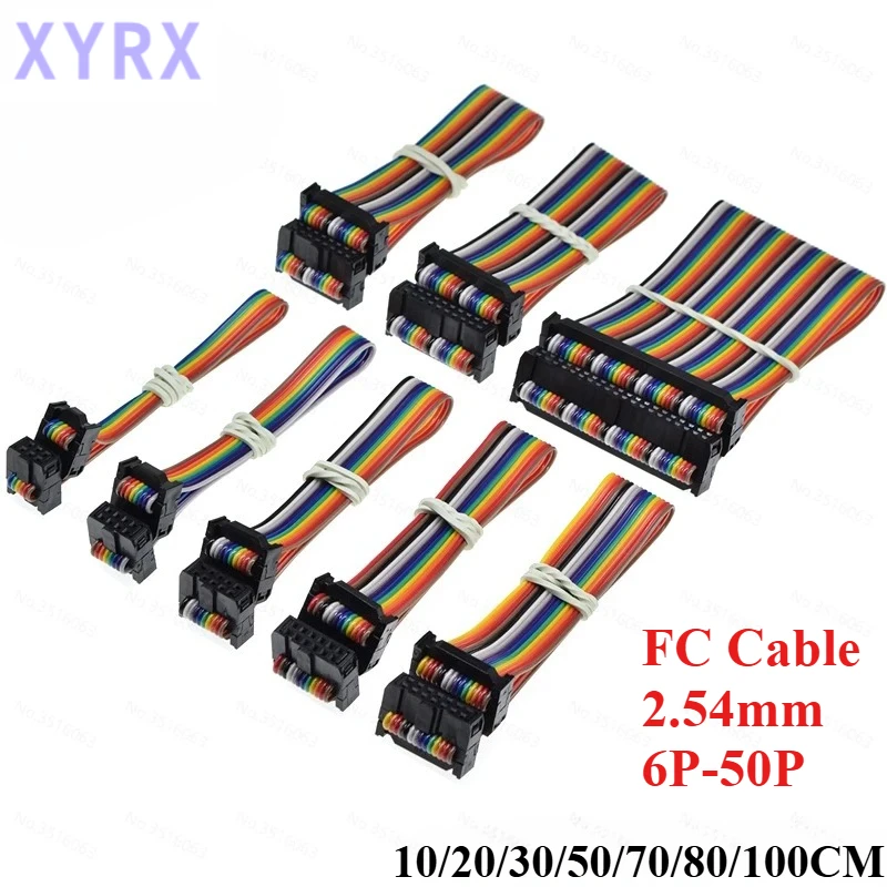 Fc Color Line 2.54 6/8/10/16/20/26/40/50 Pin Flat Ribbon Jtag Isp Download Data Cable Dc3 Idc Box Header Computer Connector Wire