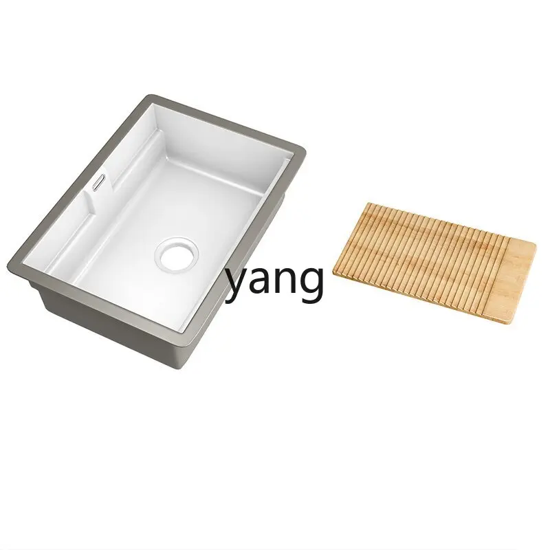 LMMDeepened Ceramic Undermount Basin Large Diameter Flat Bottom Wash Basin Laundry Sink