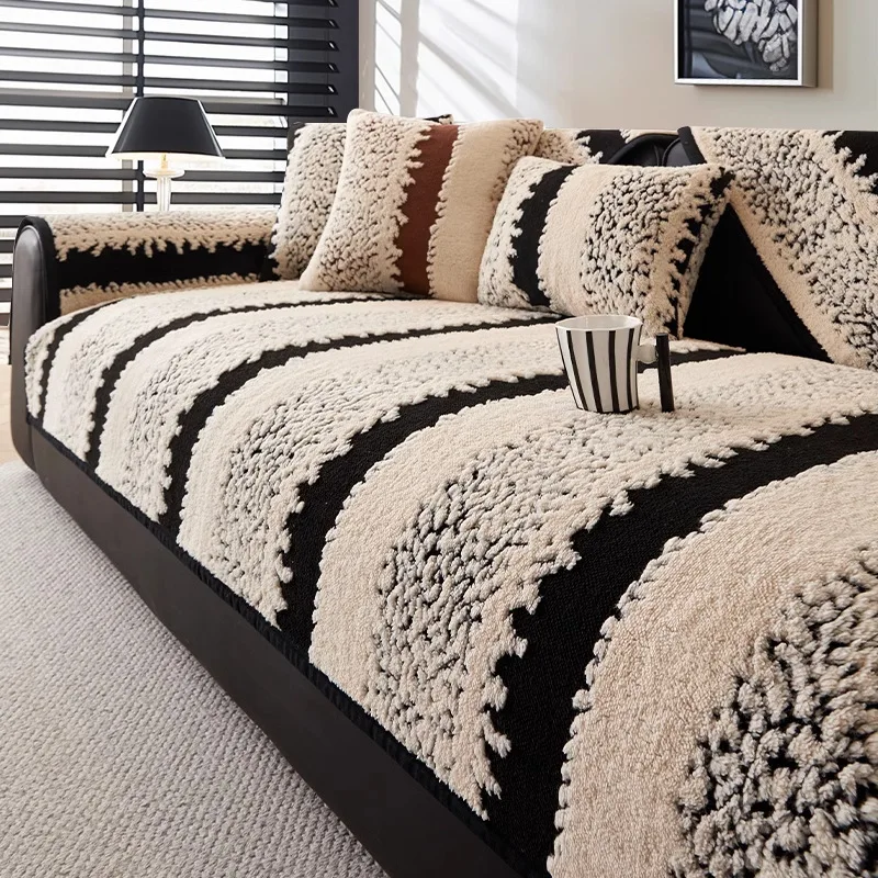 Winter Warm Velvet Sofa Cover Living Room Anti-slip Sofa Cover Plush Fabric Couch Seat Cover Home Furniture Protection Slipcover