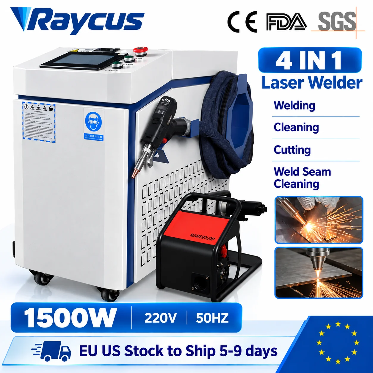 Saldatrice laser portatile 4-in-1 per saldatura, taglio, pulizia e saldatura a fibra ottica per metalli, macchina per saldatura laser 1500W