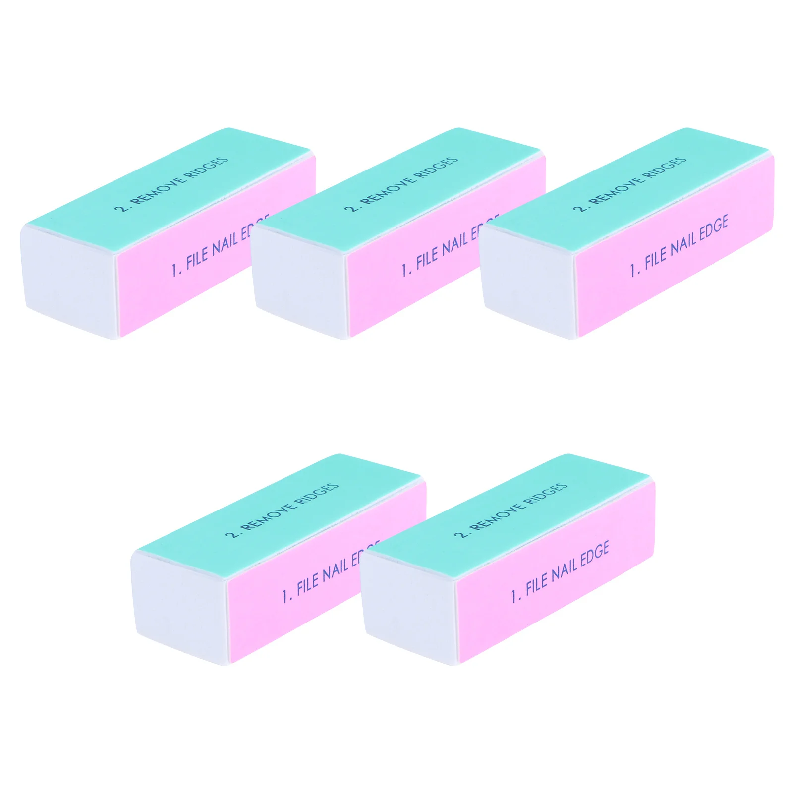 여성용 네모 네각형 네일 파일 5개 세트, 휴대용 네일 아트 용품, 폴리쉬 제거 및 매끄러운 손톱 관리