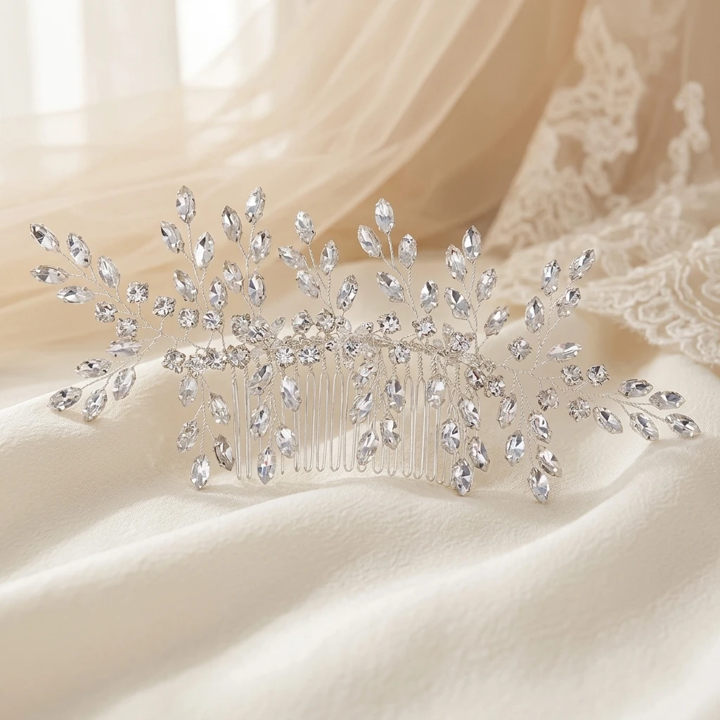 Sparkling Hair Comb Crystal Wedding Accessory for Bride Elegant Rhinestone Updo Clip High-Quality Alloy Party Hair Jewelry