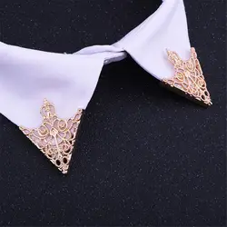 1 Pcs Vintage Triangle Shirt Collar Pin for Men and Women Hollowed Out Crown Collar Brooch Corner Emblem Jewelry Accessories