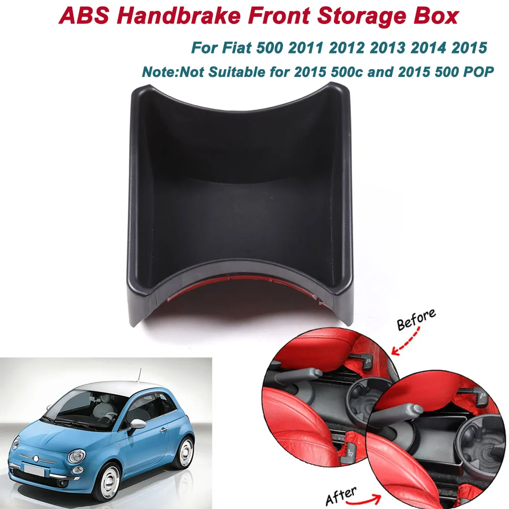 Brand New Car Interior Accessories ABS Handbrake Front Storage Box Black For Fiat 500 2011 2012 2013 2014 2015