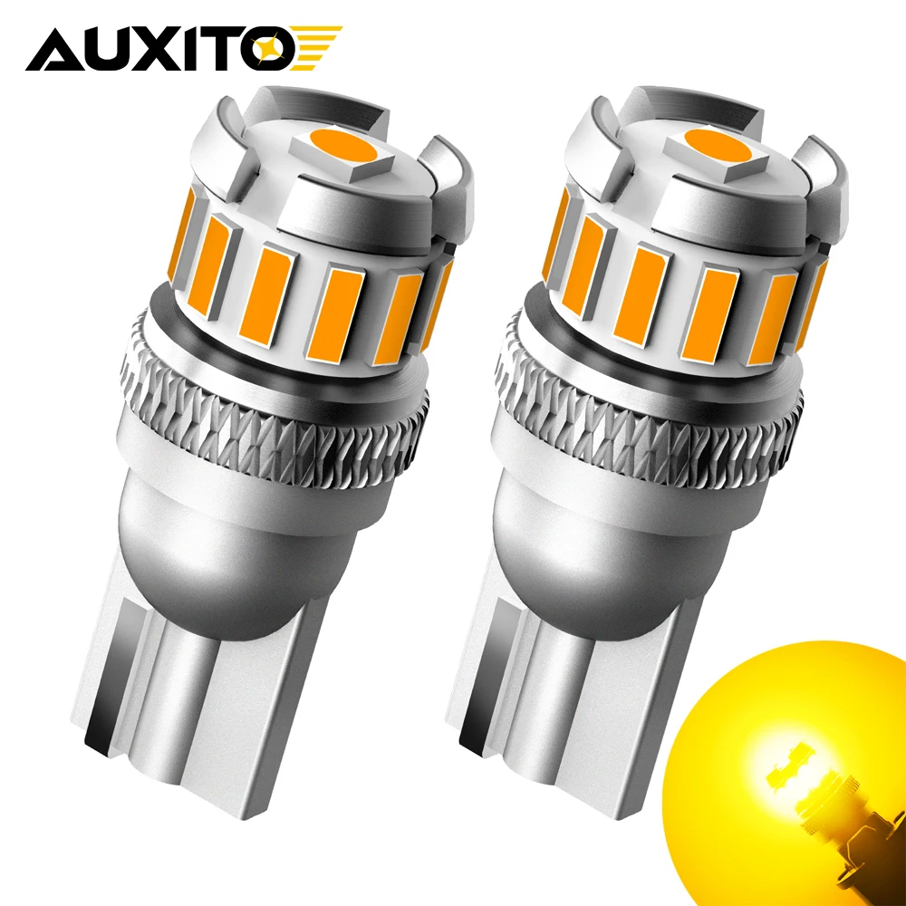 2Pcs T10 LED Bulb Yellow Amber W5W LED Signal Lamp Error Free for Car indicator Parking License Plate Light Trunk Interior Light