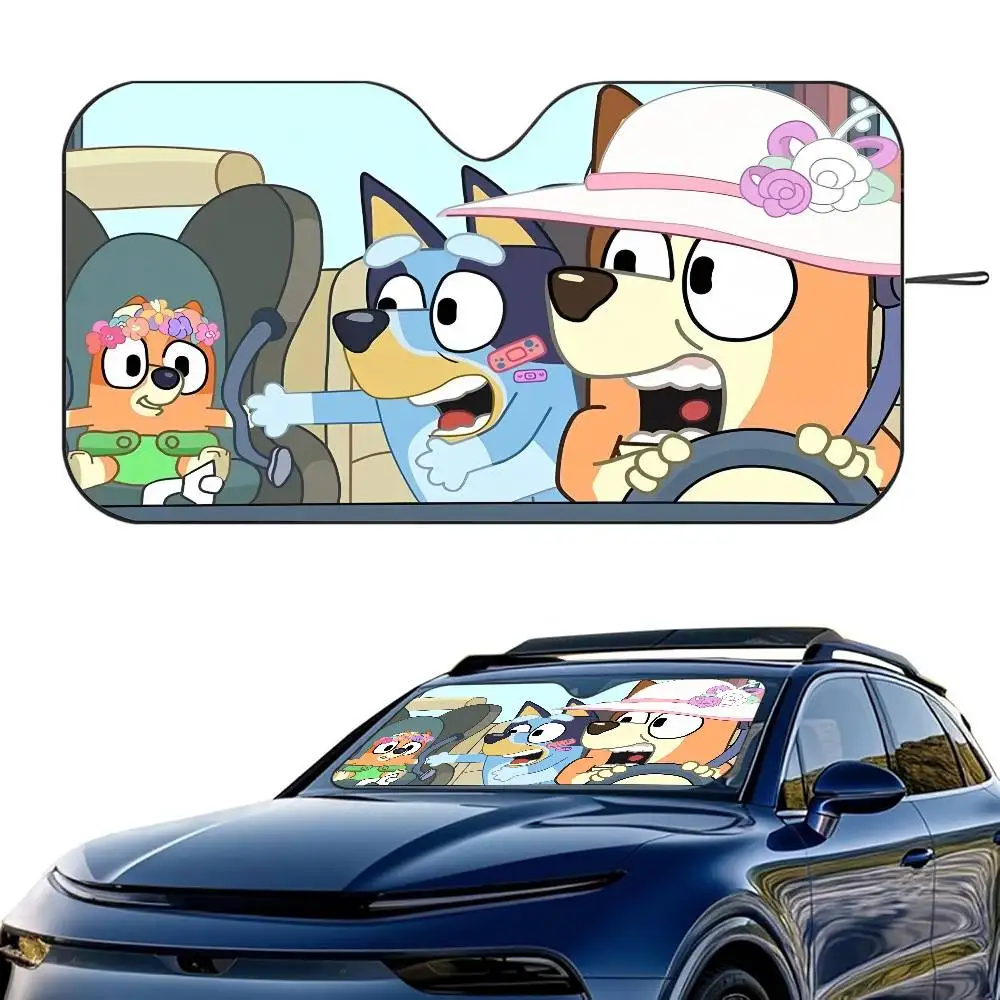 

Cute Cartoon B-BlueyES Car SunShade Windshield Foldable Three-layer Insulation Sunshade By Suction Cup Blocks UV Rays Sun