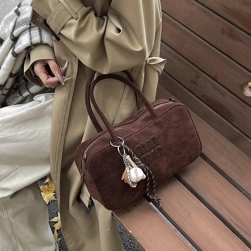 Matte Leather Tote Bag Women's Shoulder Bag Autumn Trend New Style Ladies Bowling Tote Bag Large Capacity Briefcase For Females