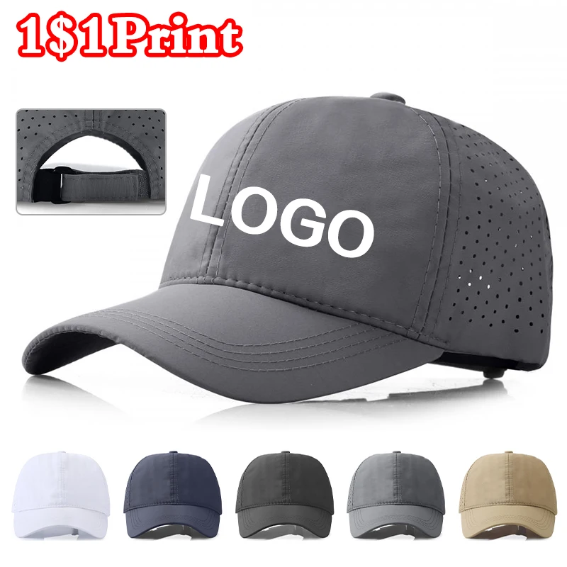 

Sports quick drying grid baseball cap custom printed logo for men and women waterproof duckbill cap personalized embroidery